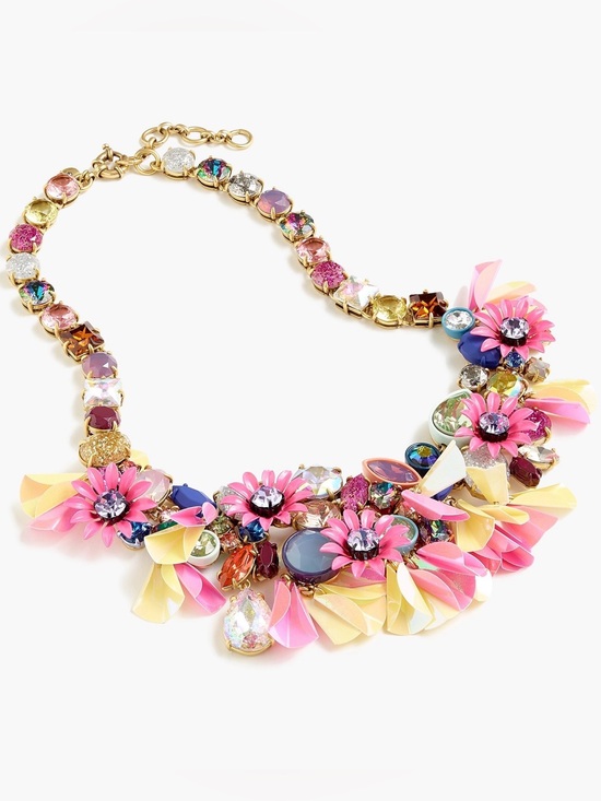 J. Crew Jewelry - J.Crew Necklace Vibrant Fuchsia Floral w/Crystals